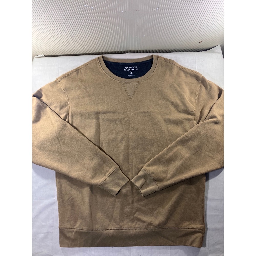 North‎ Hudson Outfitters Mens Sweatshirt Tan XL Cotton Polyester Long Sleeve